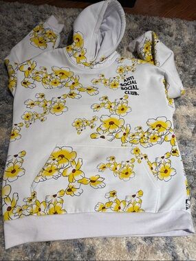 Anti Social Social Club White Hoodie with Yellow Floral Print